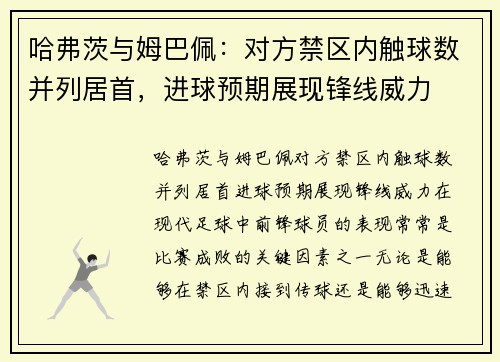 哈弗茨与姆巴佩：对方禁区内触球数并列居首，进球预期展现锋线威力