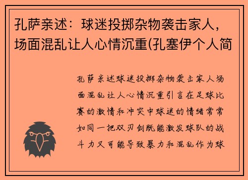 孔萨亲述：球迷投掷杂物袭击家人，场面混乱让人心情沉重(孔塞伊个人简介)