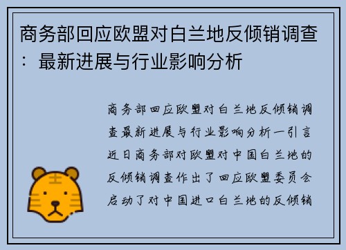 商务部回应欧盟对白兰地反倾销调查：最新进展与行业影响分析