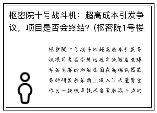 枢密院十号战斗机：超高成本引发争议，项目是否会终结？(枢密院1号楼)