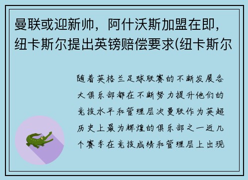 曼联或迎新帅，阿什沃斯加盟在即，纽卡斯尔提出英镑赔偿要求(纽卡斯尔联老板阿什利)